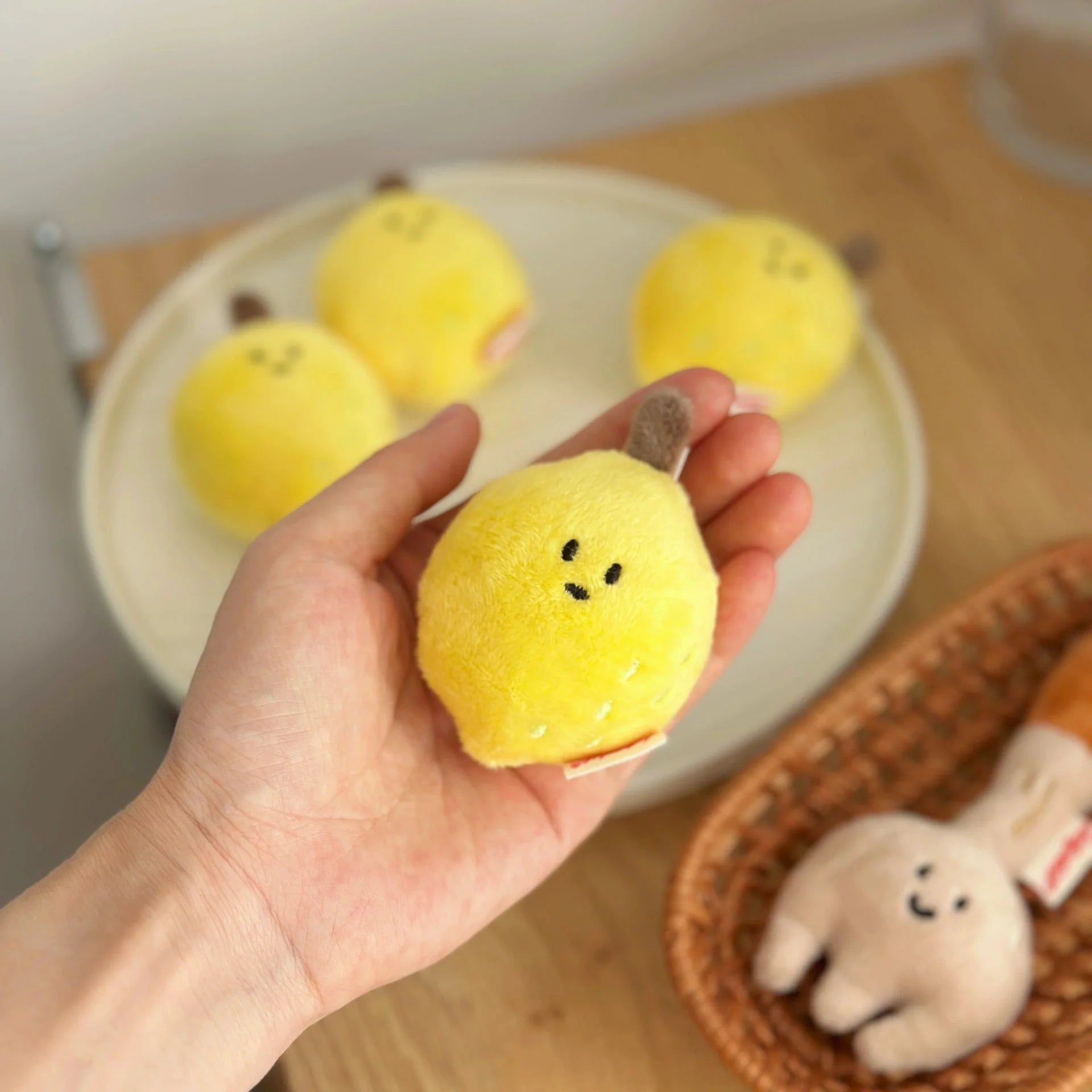 Mini Lemon Bag Charm in Soft Plush Yellow