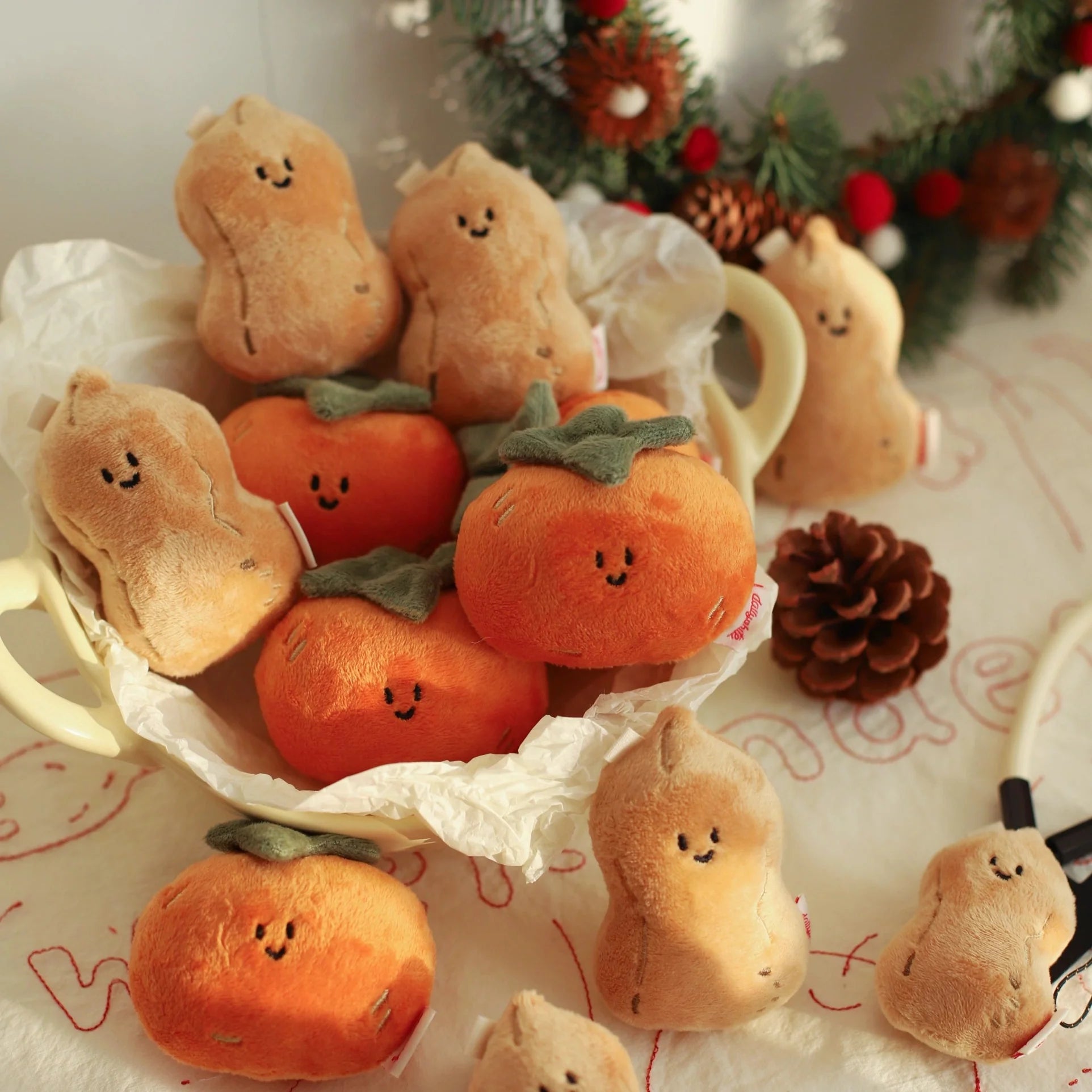 Peanut Plush Bag Charm in Beige