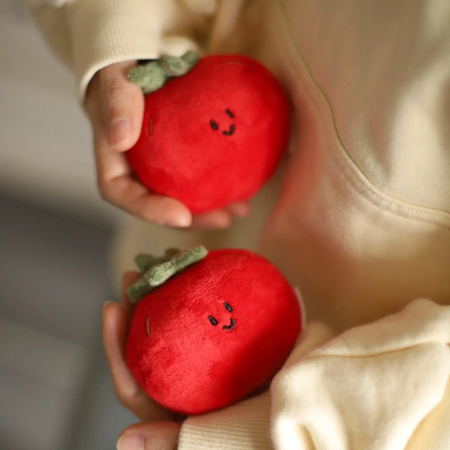Tomato Plush Bag Charm in Red and Green