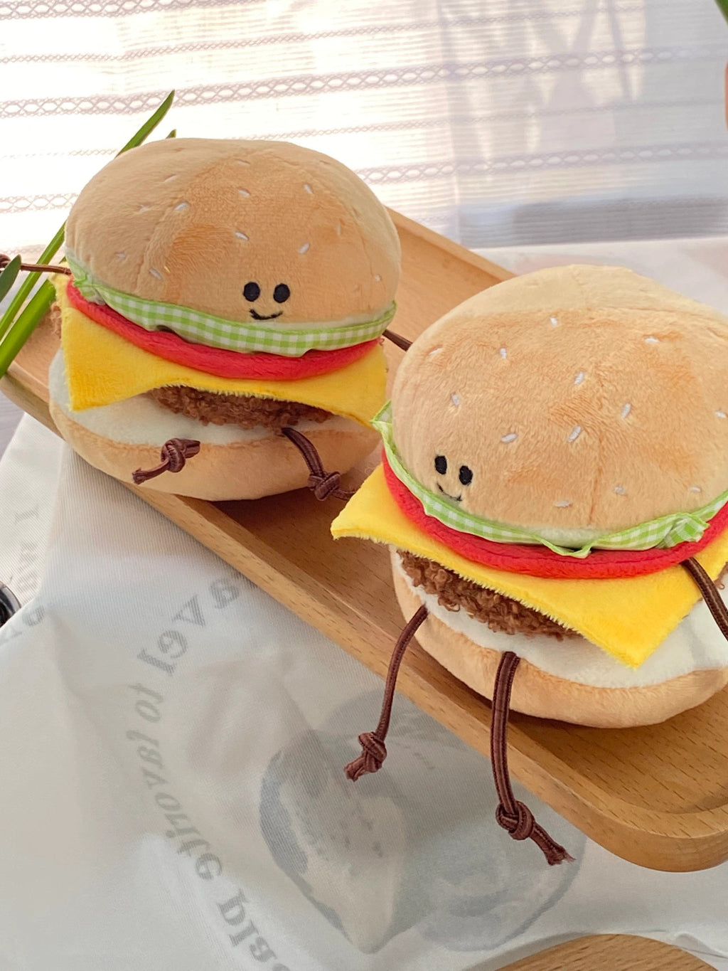 Burger Plush Toy with Clip