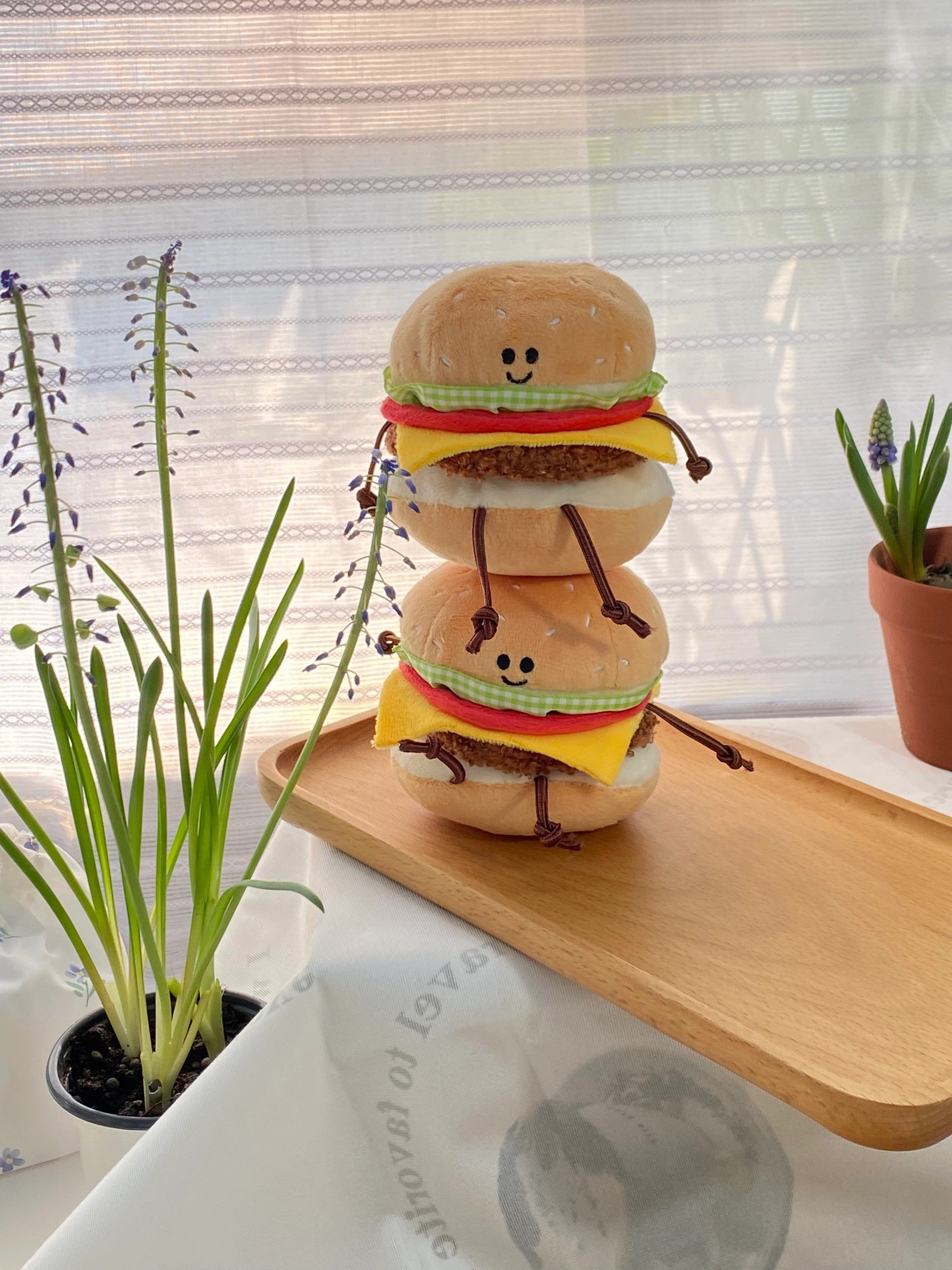 Burger Plush Toy with Clip