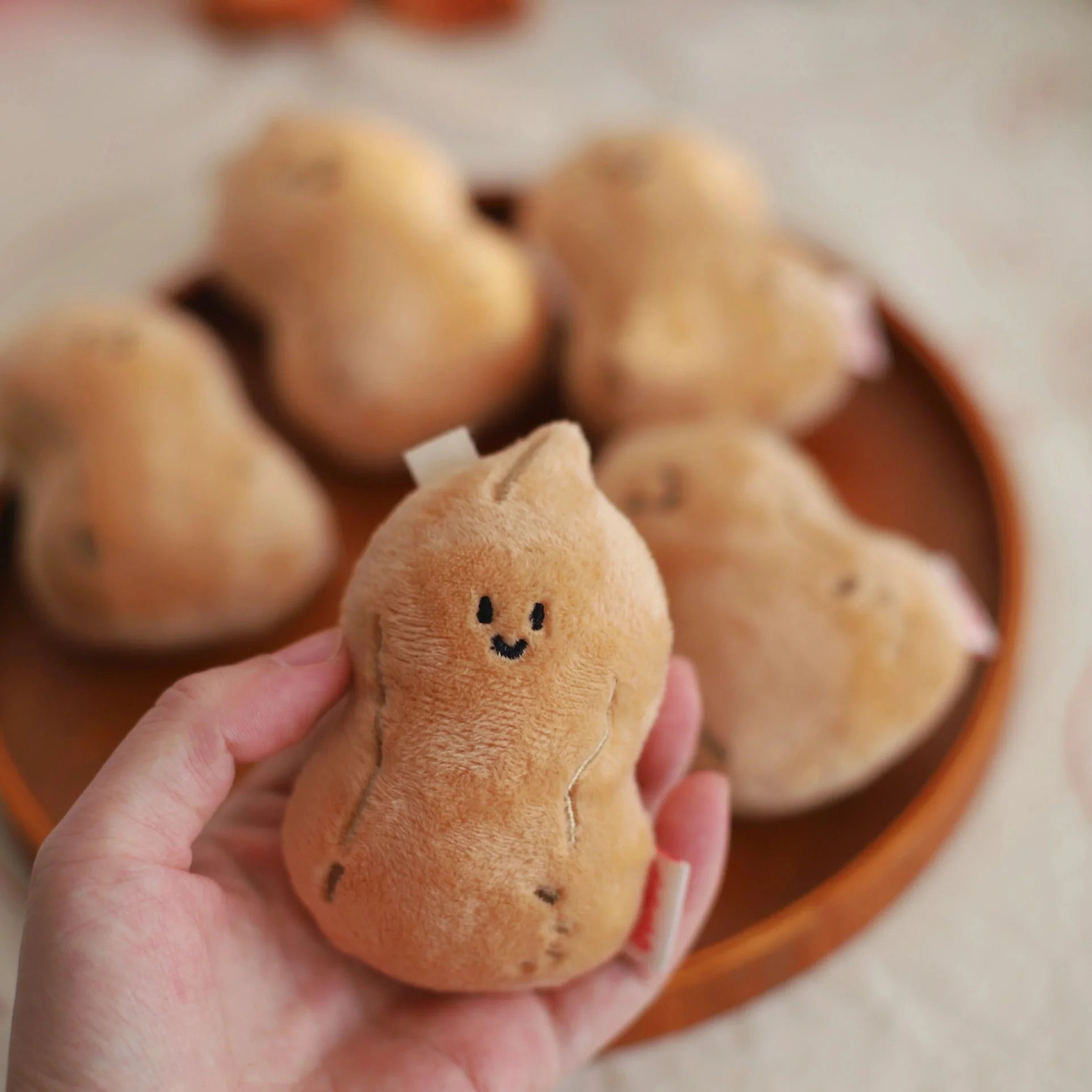 Peanut Plush Bag Charm in Beige