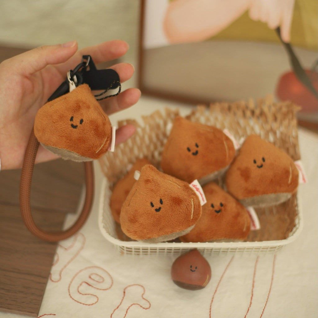 Mini Chestnut Plush Bag Charm in Warm Brown