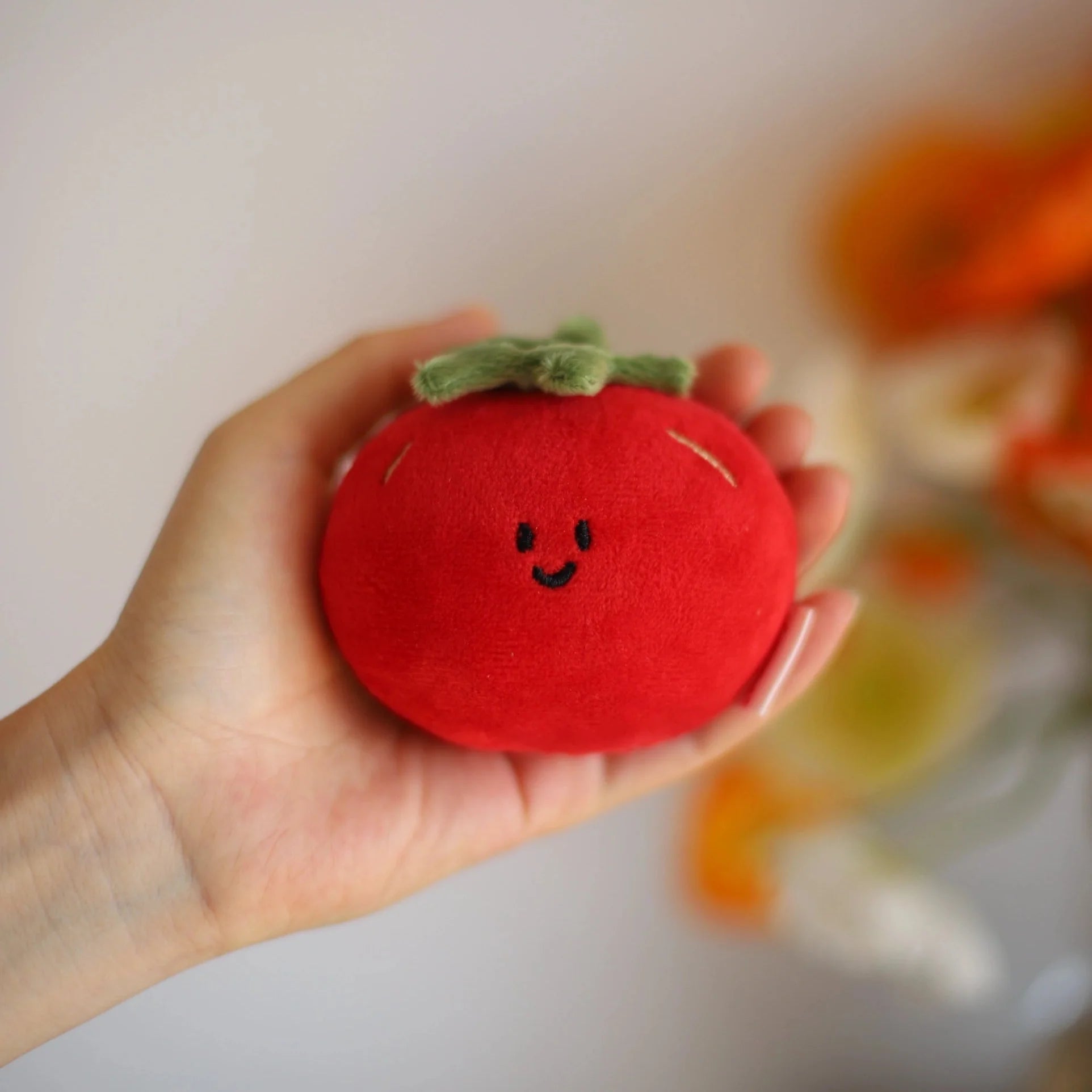 Tomato Plush Bag Charm in Red and Green