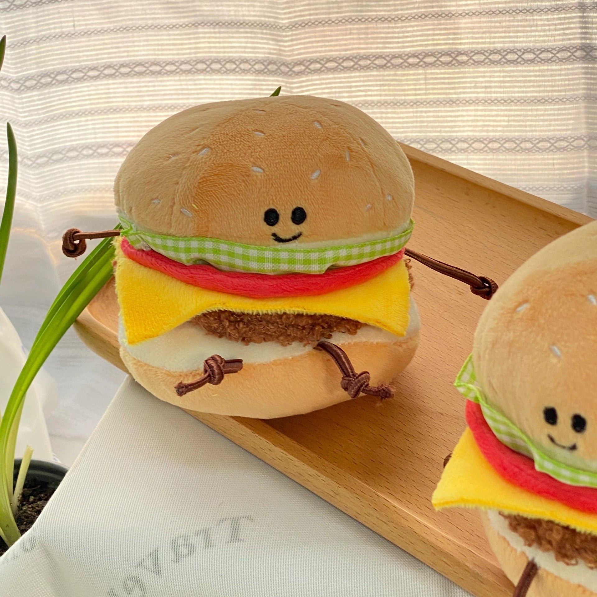 Burger Plush Toy with Clip