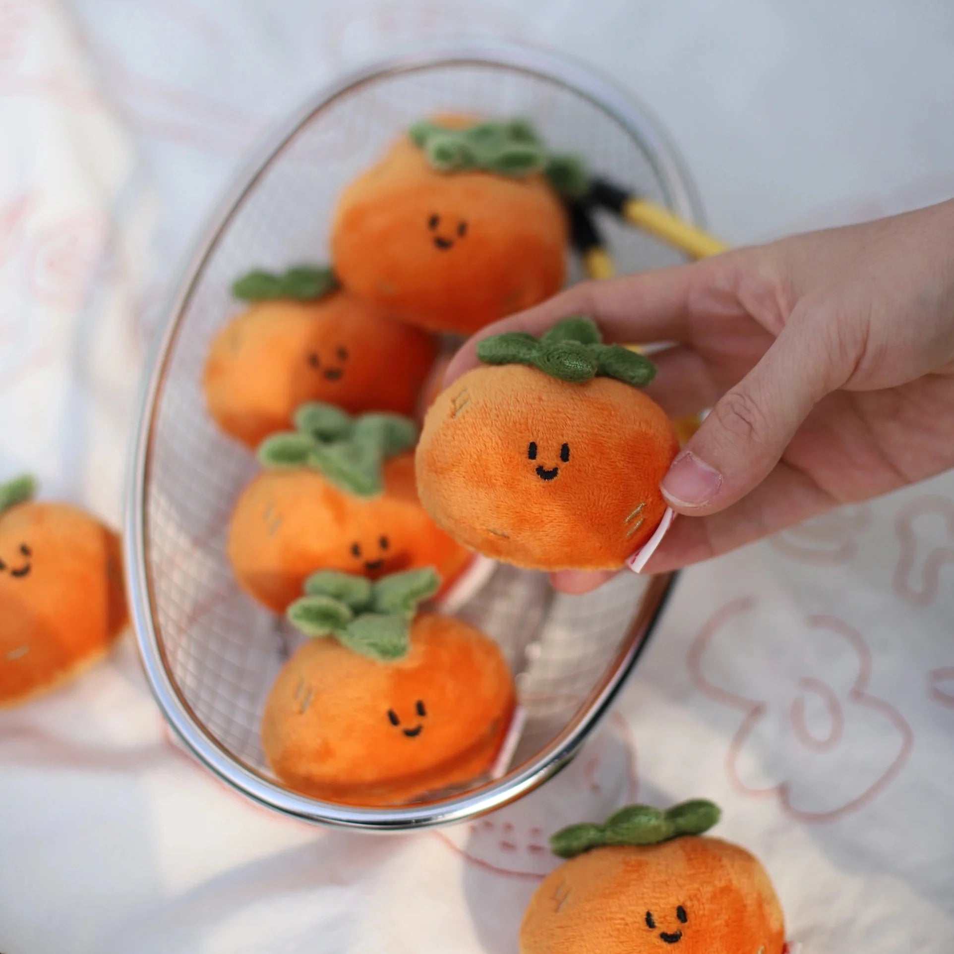 Mini Persimmon Plush Bag Charm in Vibrant Orange