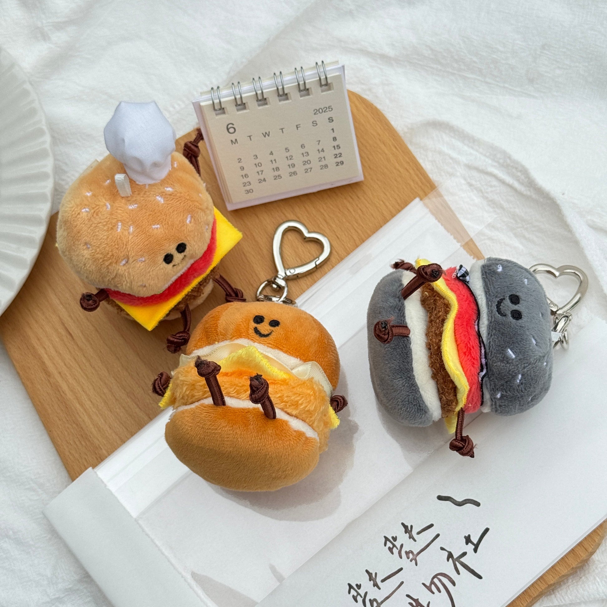 Mini Burger Plush Toy with Clip