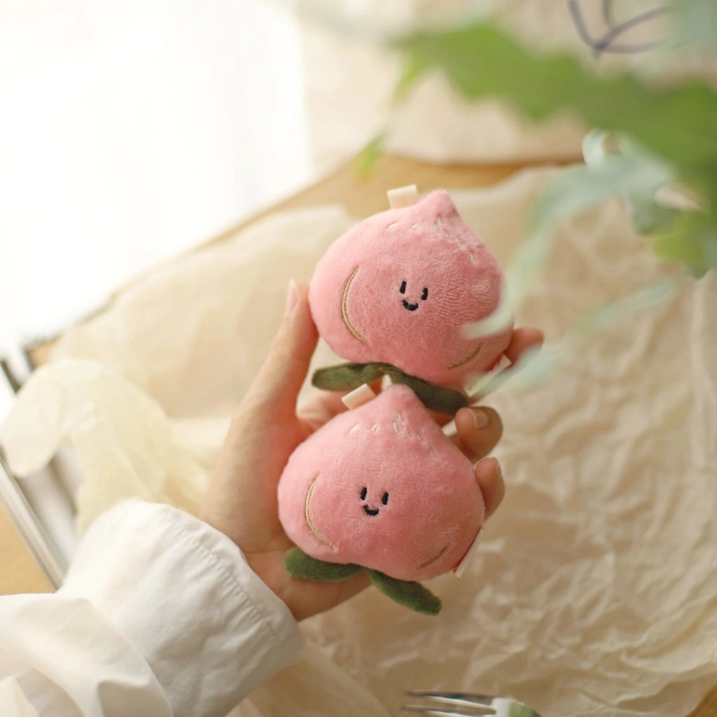 Peach Plush Bag Charm in Pink