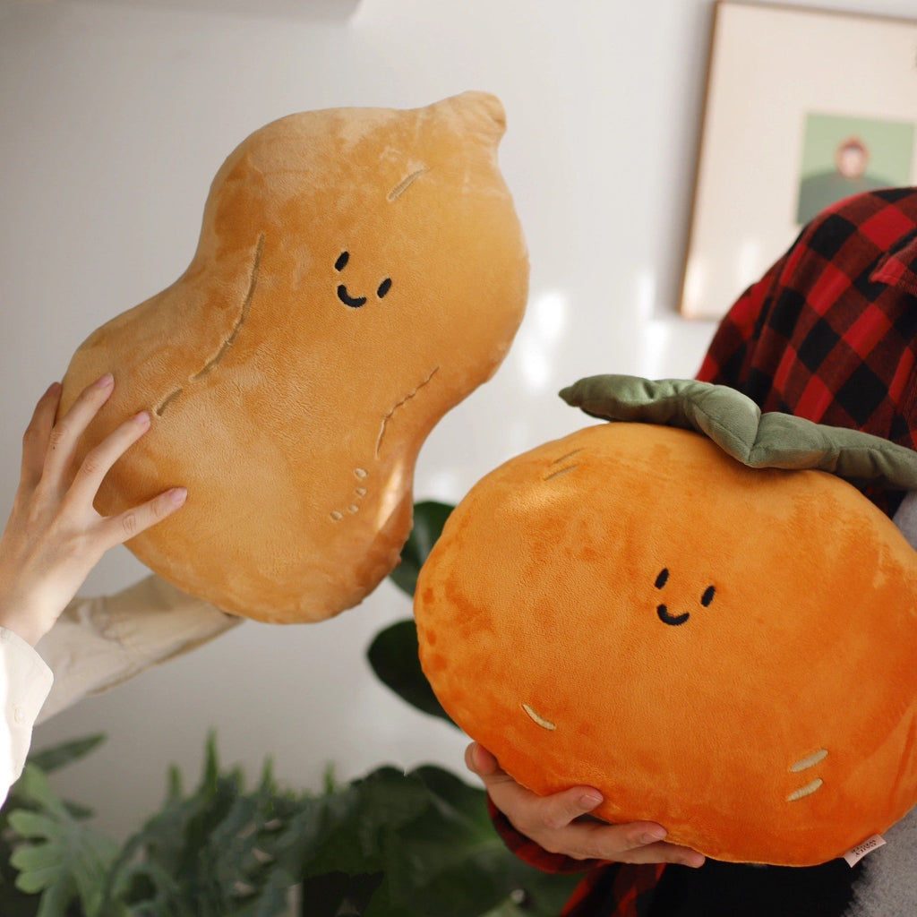 Persimmon and Peanut Plush Pillow