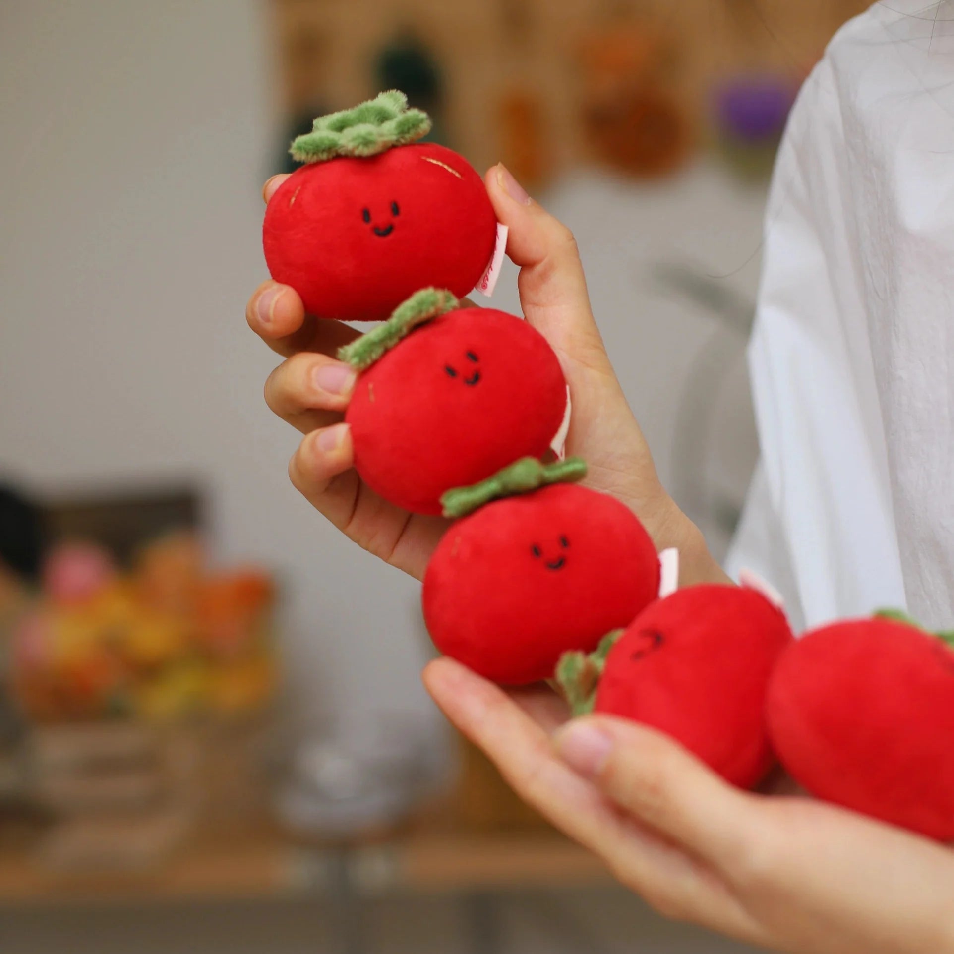 Mini Tomato Plush Bag Charm in Red and Green