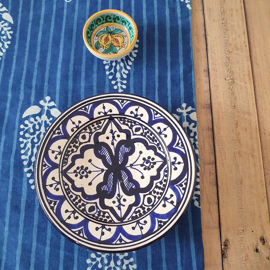Indigo Block Printed Placemats Set of 2 Handmade Table Mats