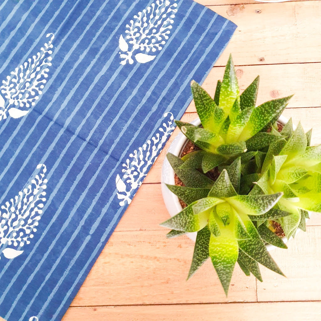 Indigo Block Printed Placemats Set of 2 Handmade Table Mats