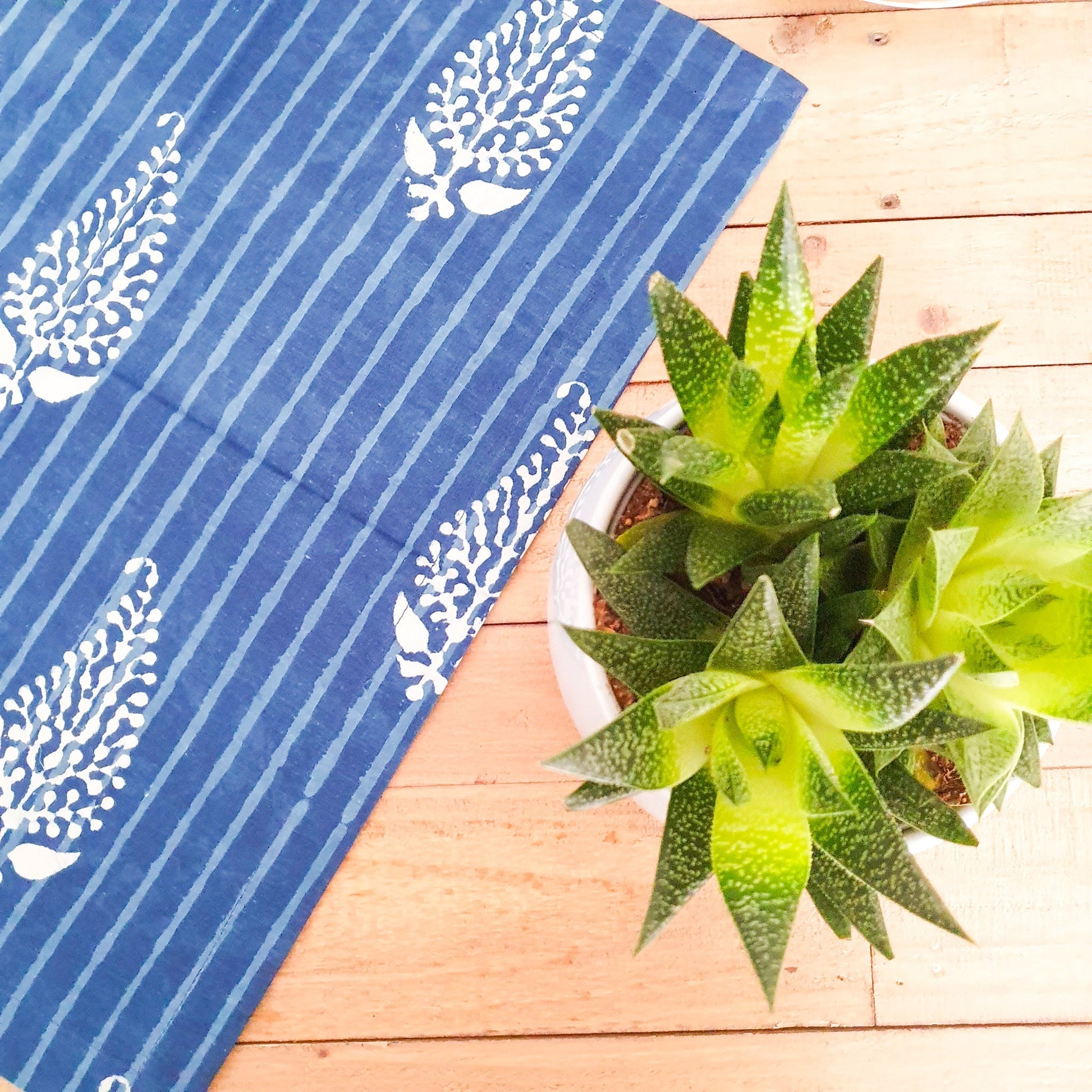 Indigo Block Printed Placemats Set of 2 Handmade Table Mats