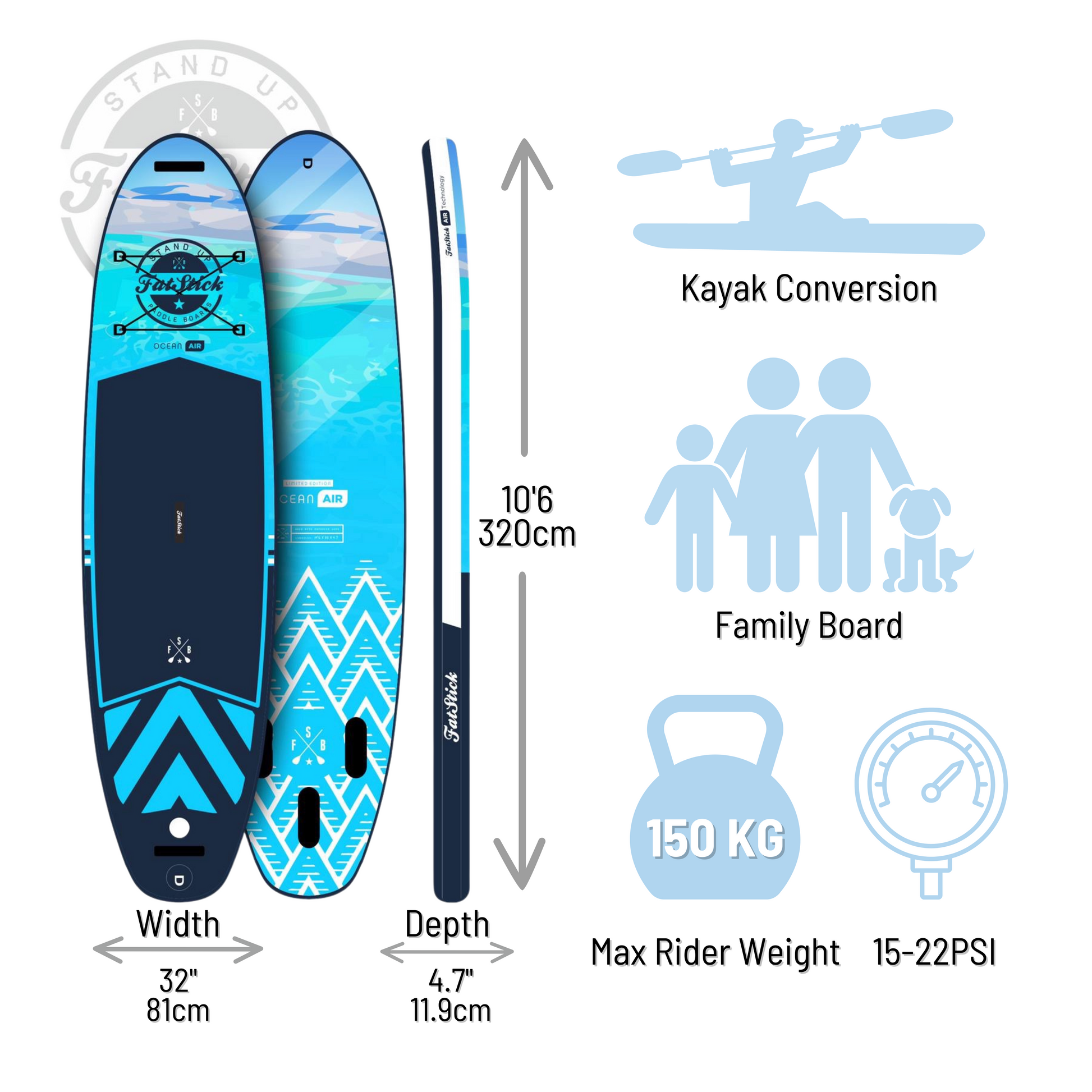 Pure Art 10ft 6in Inflatable Stand Up Paddle Board with Seat Package