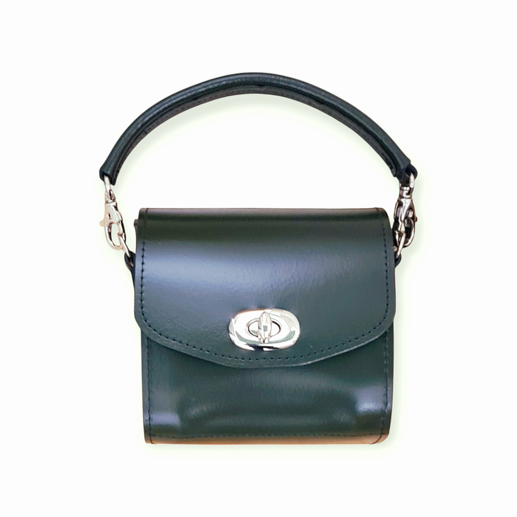 Handmade High Shine Leather Handbag in Ivy Green