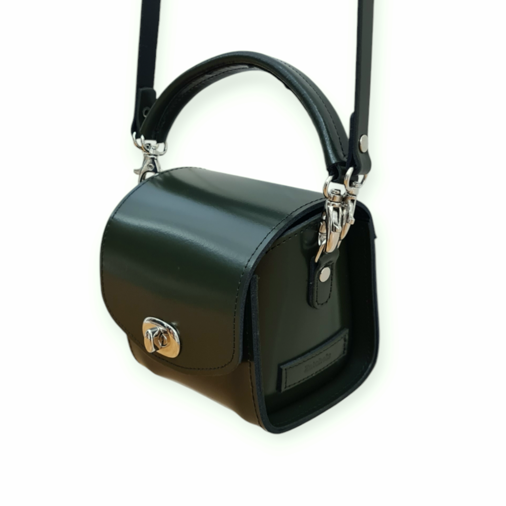Handmade High Shine Leather Handbag in Ivy Green