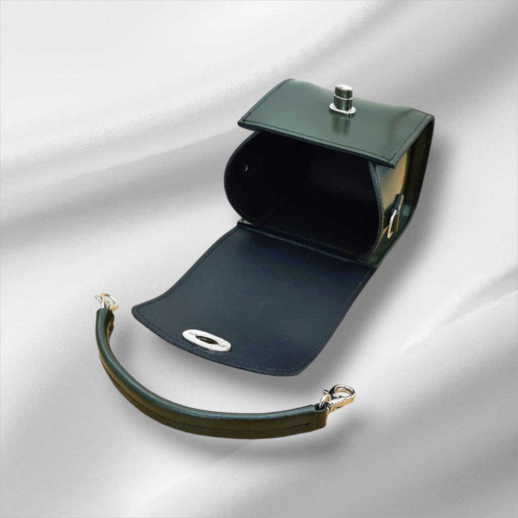 Handmade High Shine Leather Handbag in Ivy Green