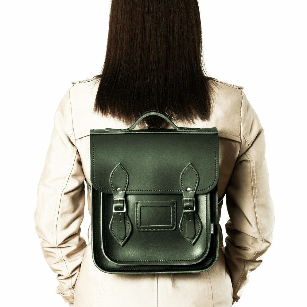 Handmade Leather City Backpack in Ivy Green
