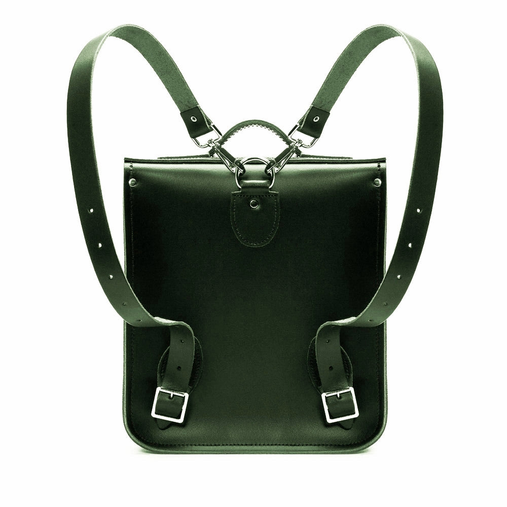 Handmade Leather City Backpack in Ivy Green