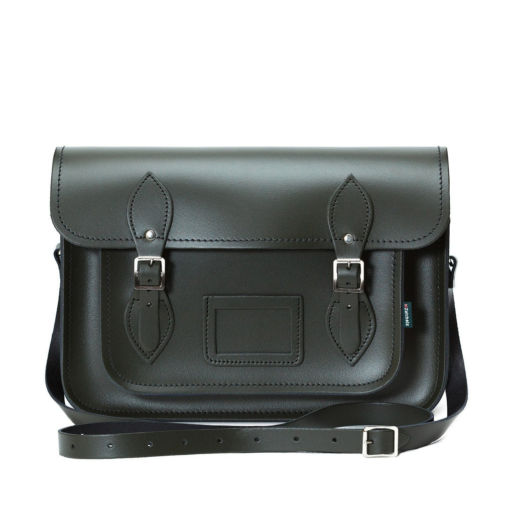 Handmade Leather Satchel in Ivy Green