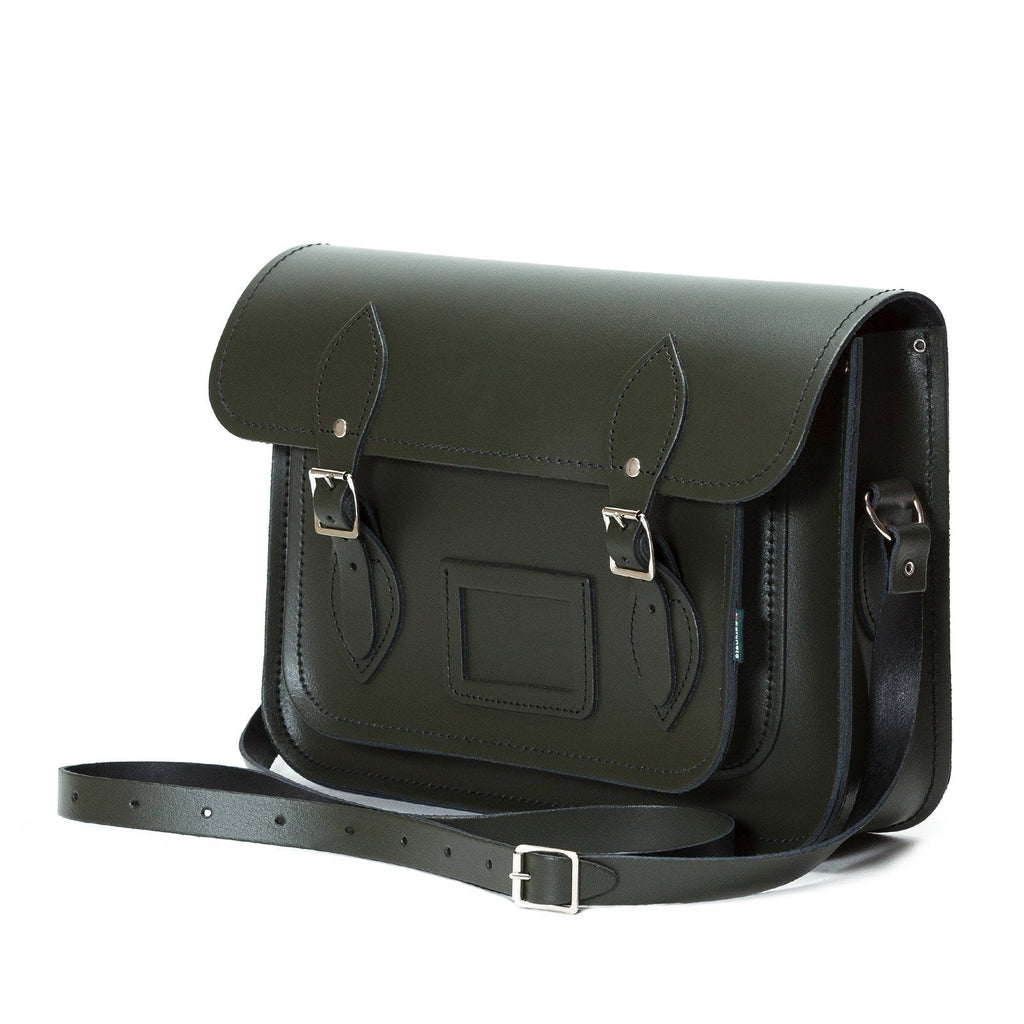Handmade Leather Satchel in Ivy Green