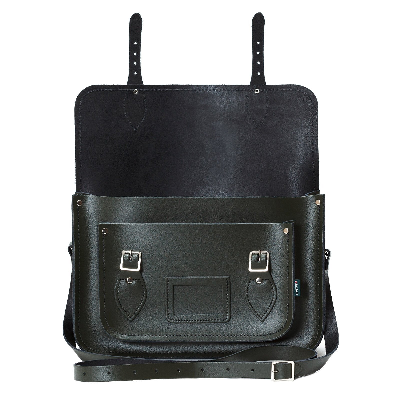 Handmade Leather Satchel in Ivy Green