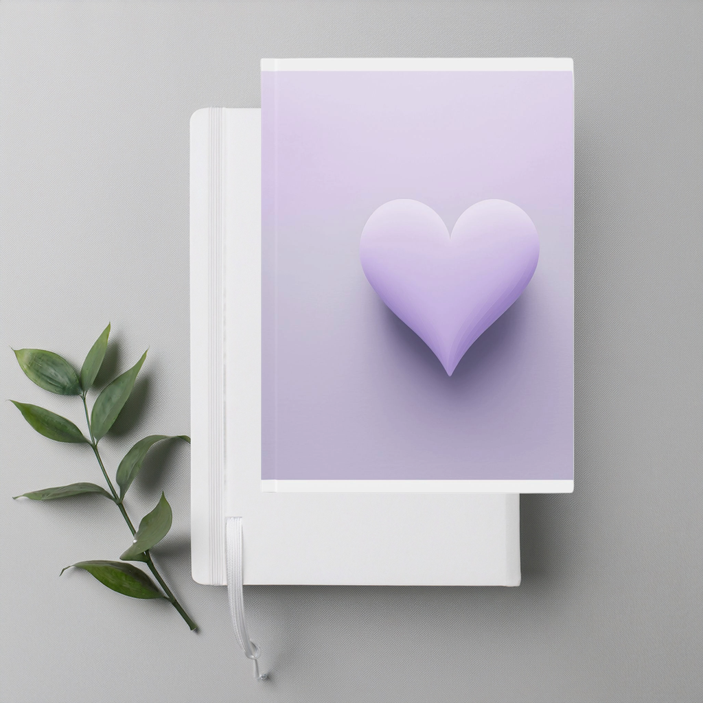 Lilac Hardcover Journal with Love Heart Design