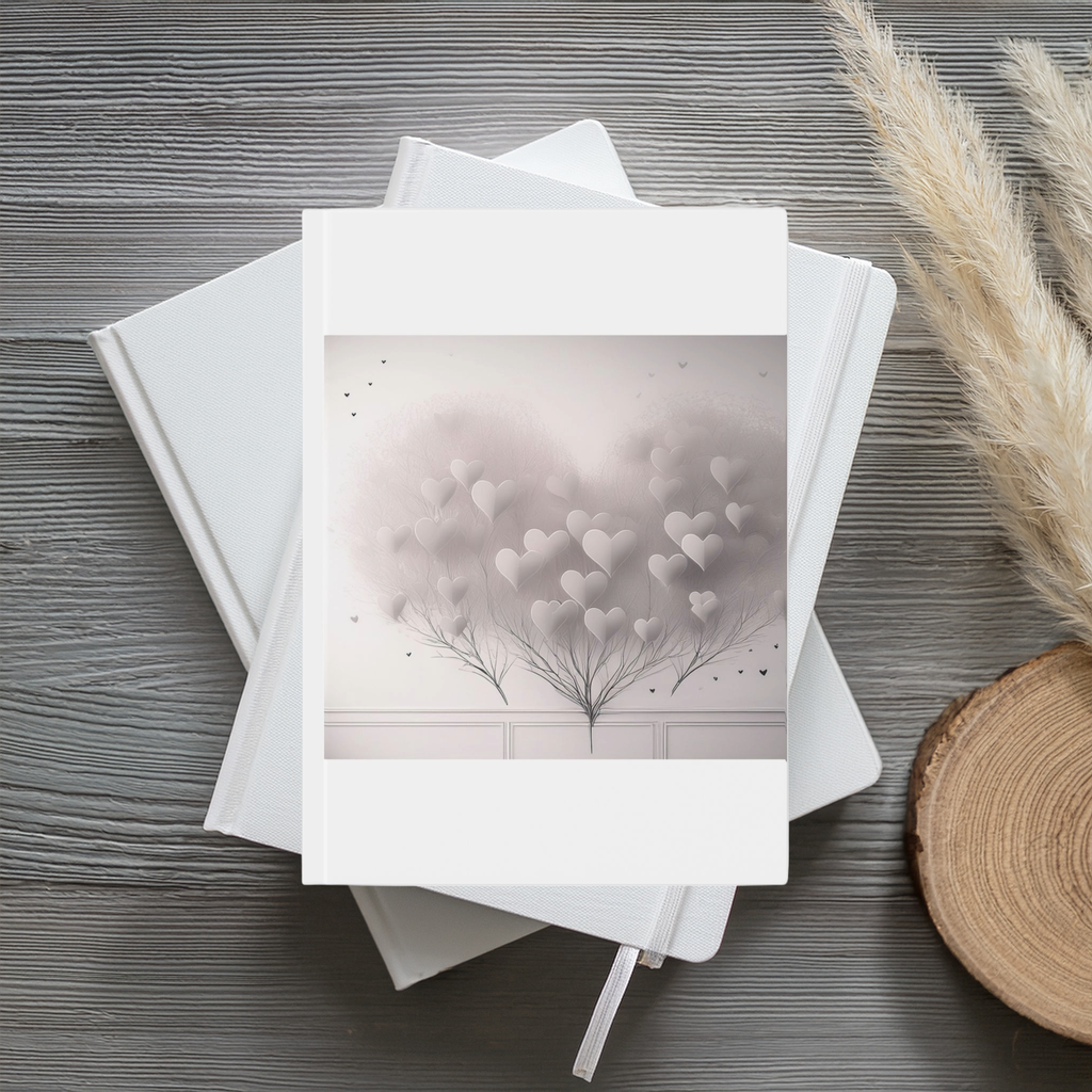 A5 Hardcover Journal with Whimsical Hearts Design in Muted Colours