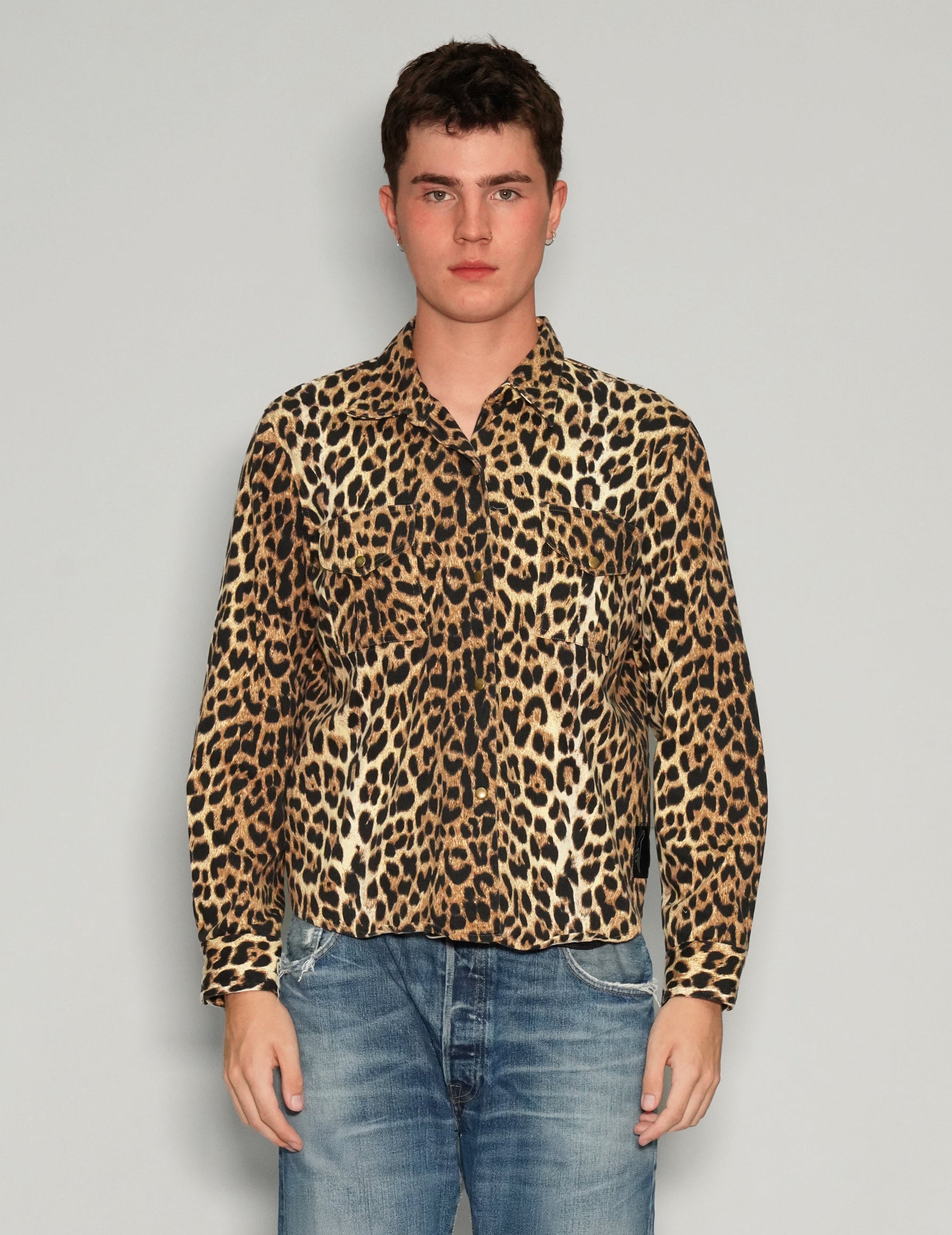 Leopard Print Party Back Shirt with Sequin Detail