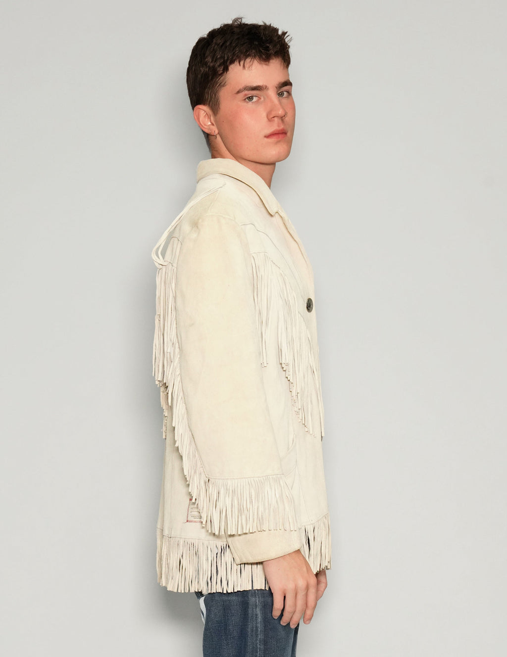 White Leather Cowboy Tassel Jacket