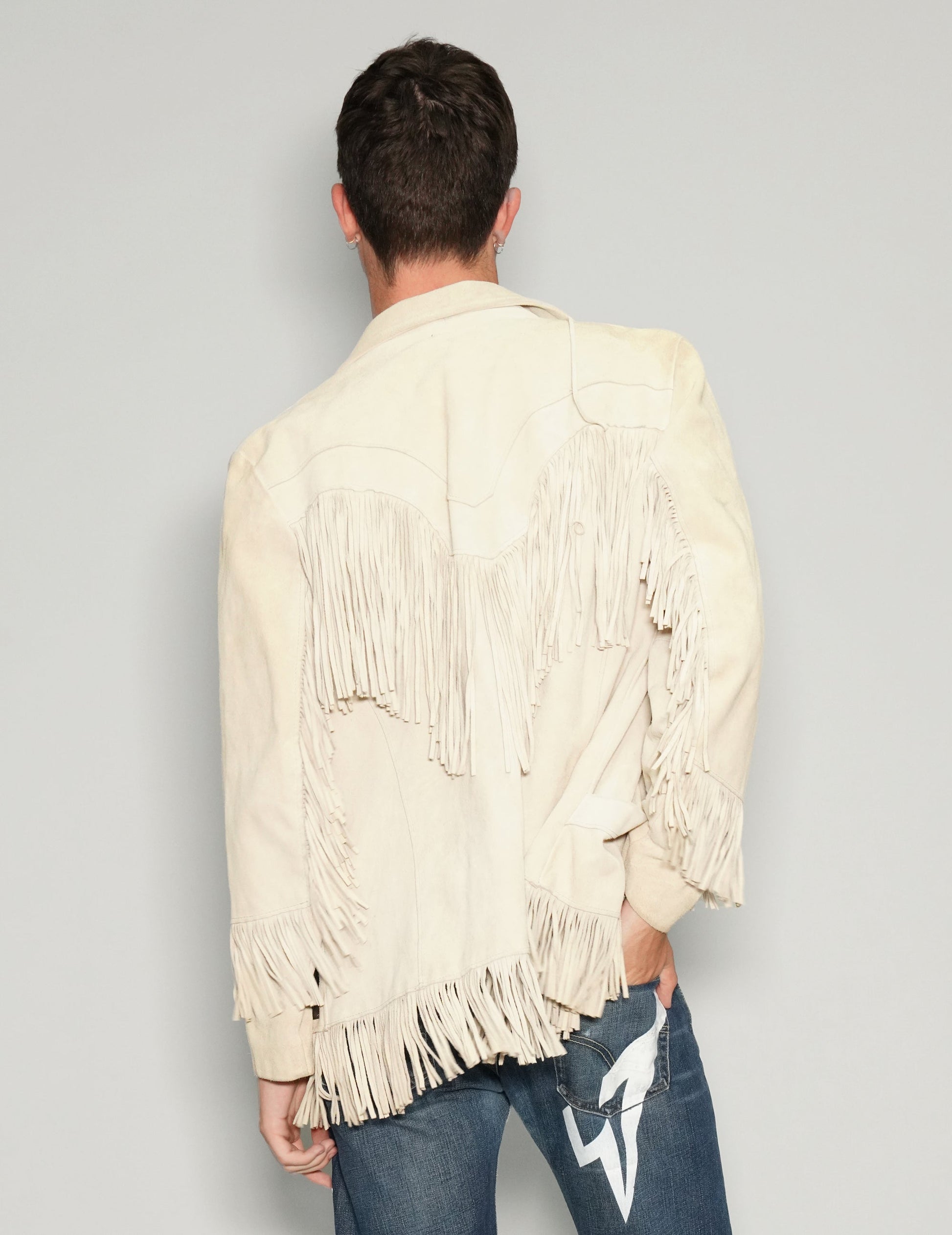 White Leather Cowboy Tassel Jacket