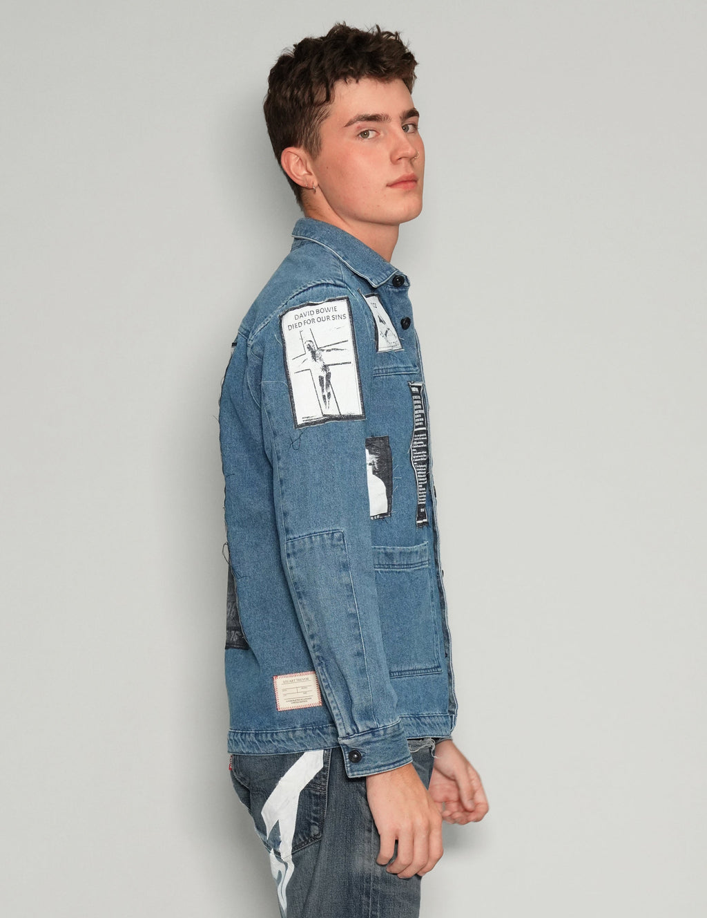 Patched Denim Overshirt in Blue