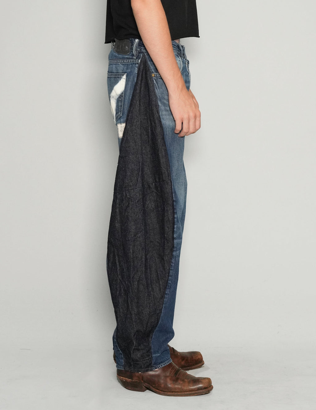 Barrel Fit Side Panel Jeans in Dark Denim