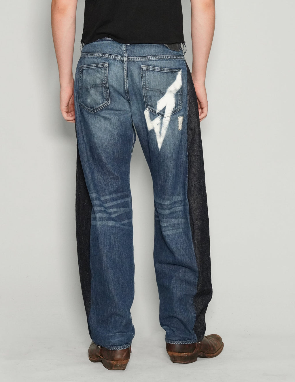 Barrel Fit Side Panel Jeans in Dark Denim