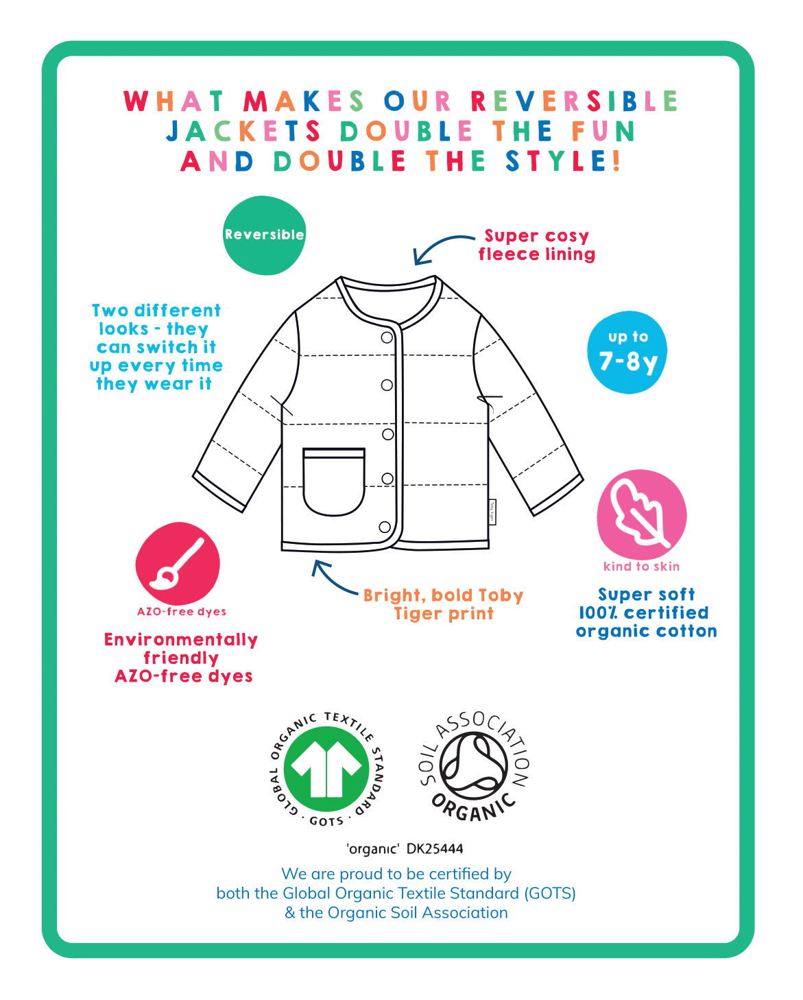 Organic Bold Floral Reversible Jacket for Kids