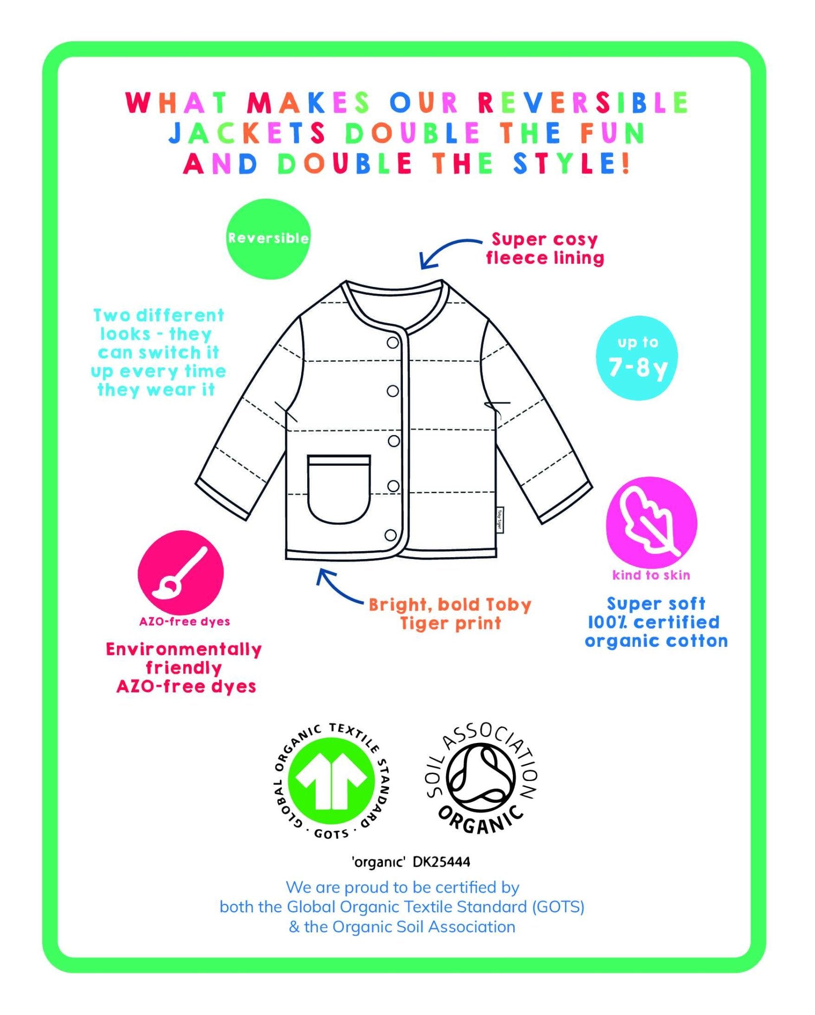 Organic Kitten Print Reversible Jacket for Kids