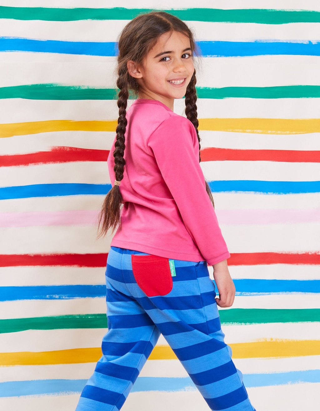 Organic Blue Striped Joggers for Kids