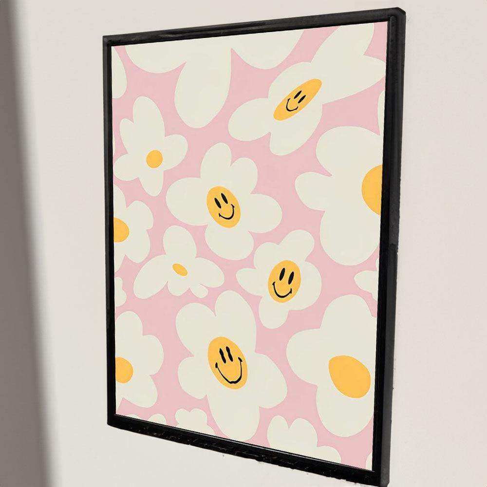 Joyful Garden Print with Smiling Daisies
