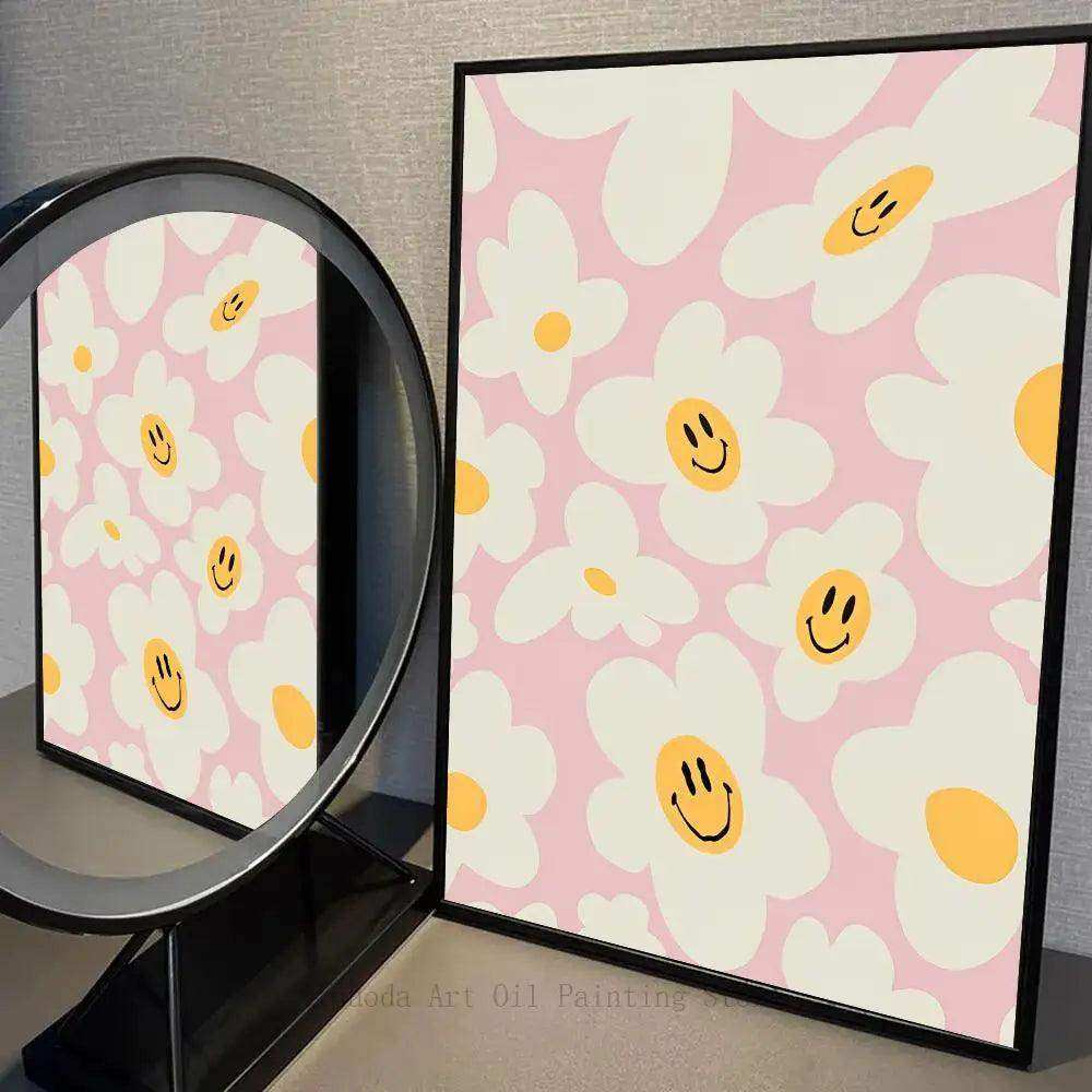 Joyful Garden Print with Smiling Daisies