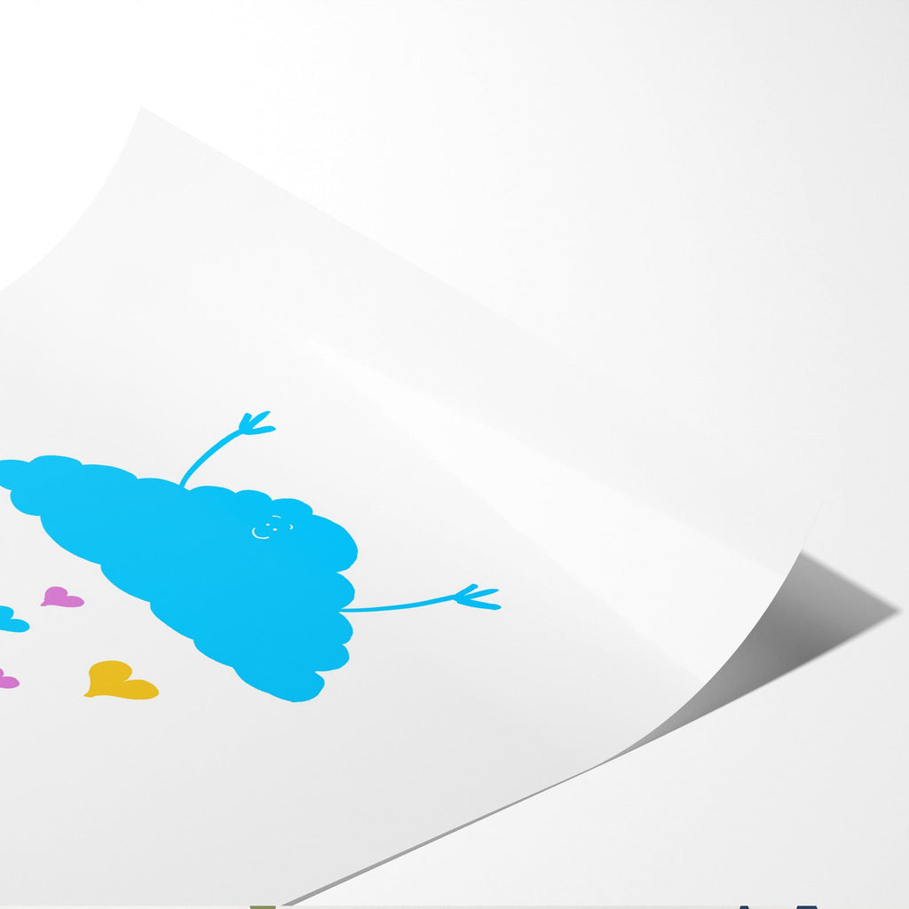 Joyful Rain Cloud Illustrated Cute Wall Art Print