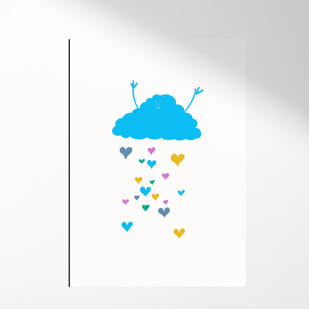 Joyful Rain Cloud Illustrated Cute Wall Art Print