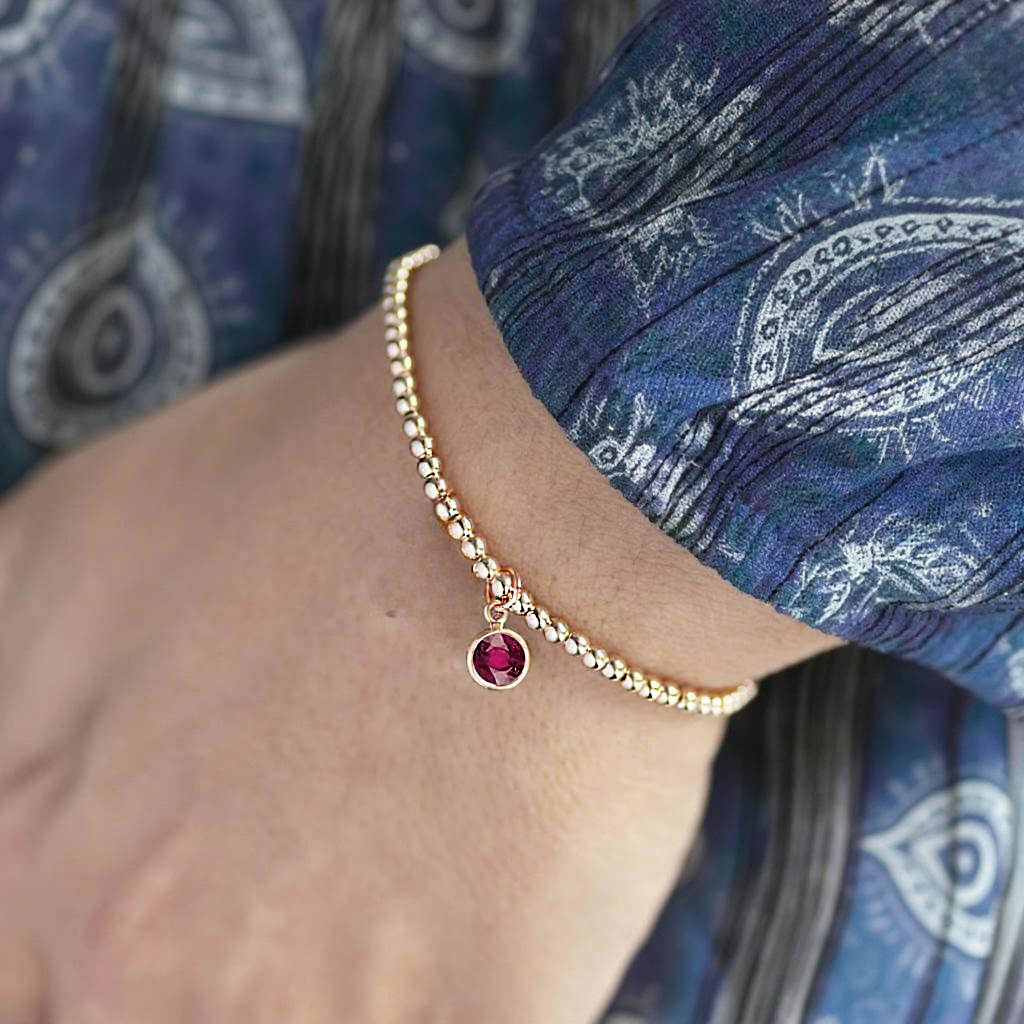 Ruby July Birthstone Bracelet in Gold or Silver