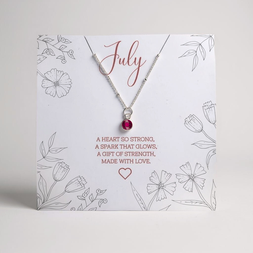 Ruby July Birthstone Necklace in Sterling Silver