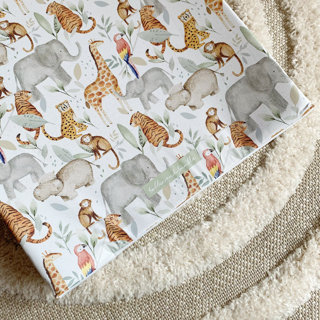 Anti-Roll Wedge Baby Changing Mat - Jungle Animals print