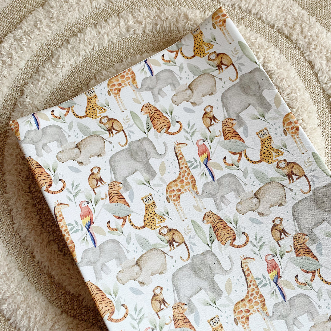 Anti-Roll Wedge Baby Changing Mat - Jungle Animals print