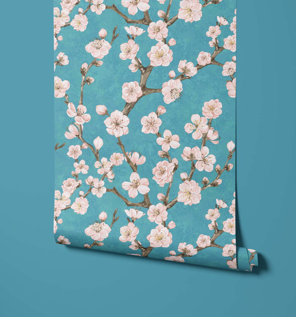 Junta Blossom Wallpaper with Hand Painted Effect