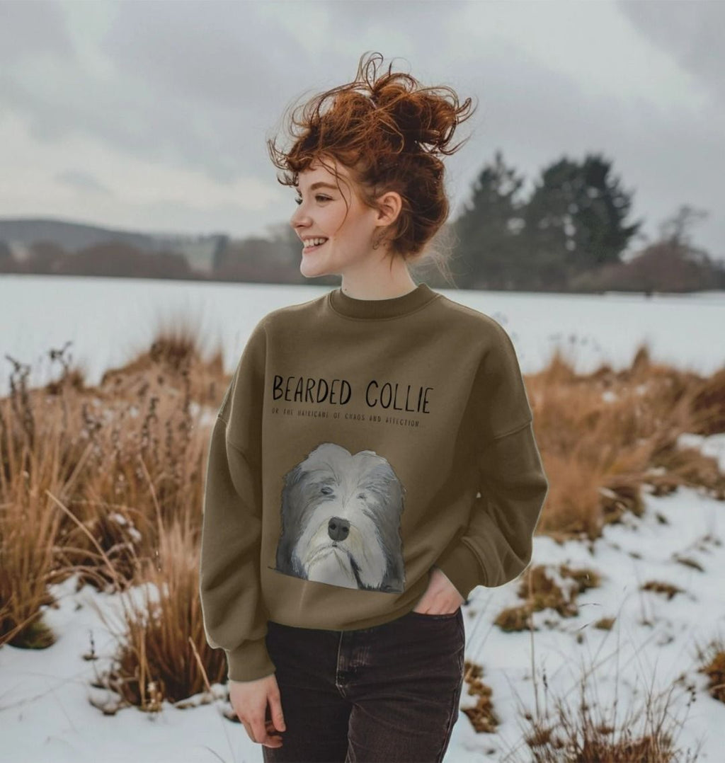 Oversized Bearded Collie Sweatshirt in Organic Cotton