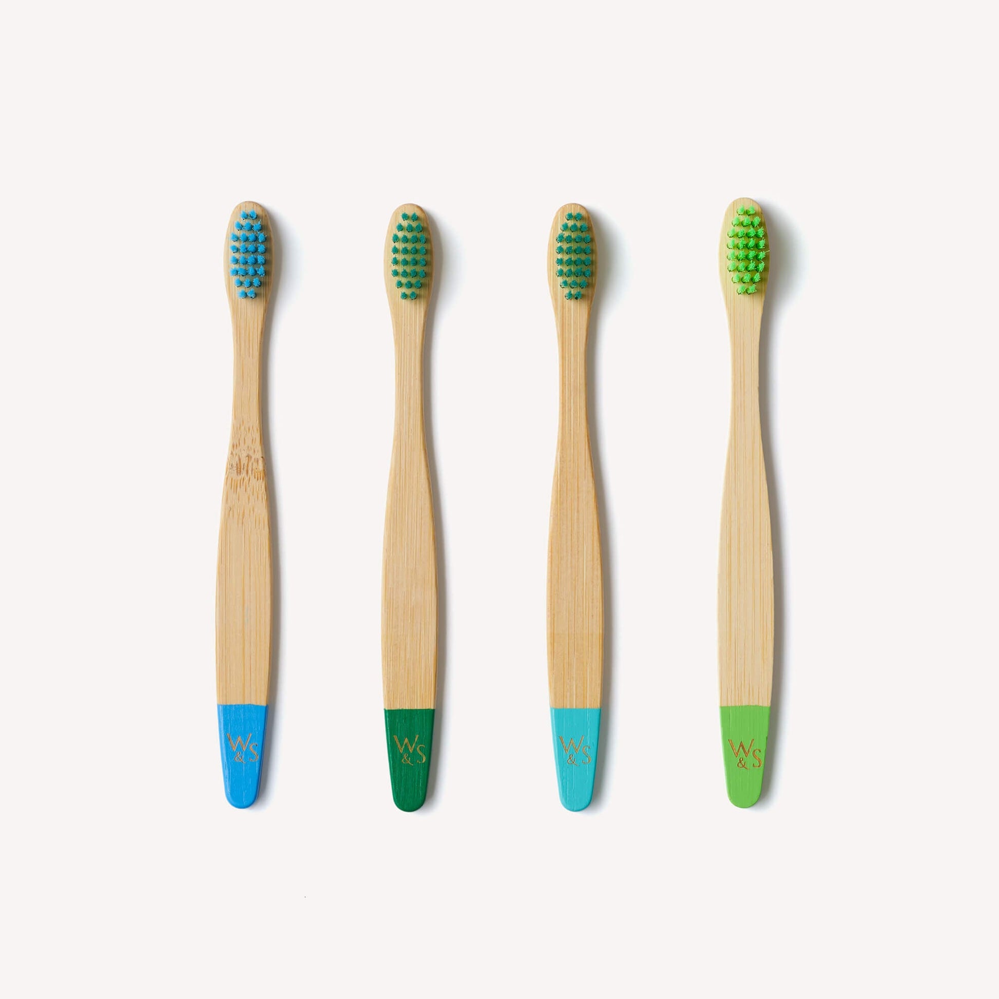 Children's Bamboo Toothbrush 4 Pack in Aqua