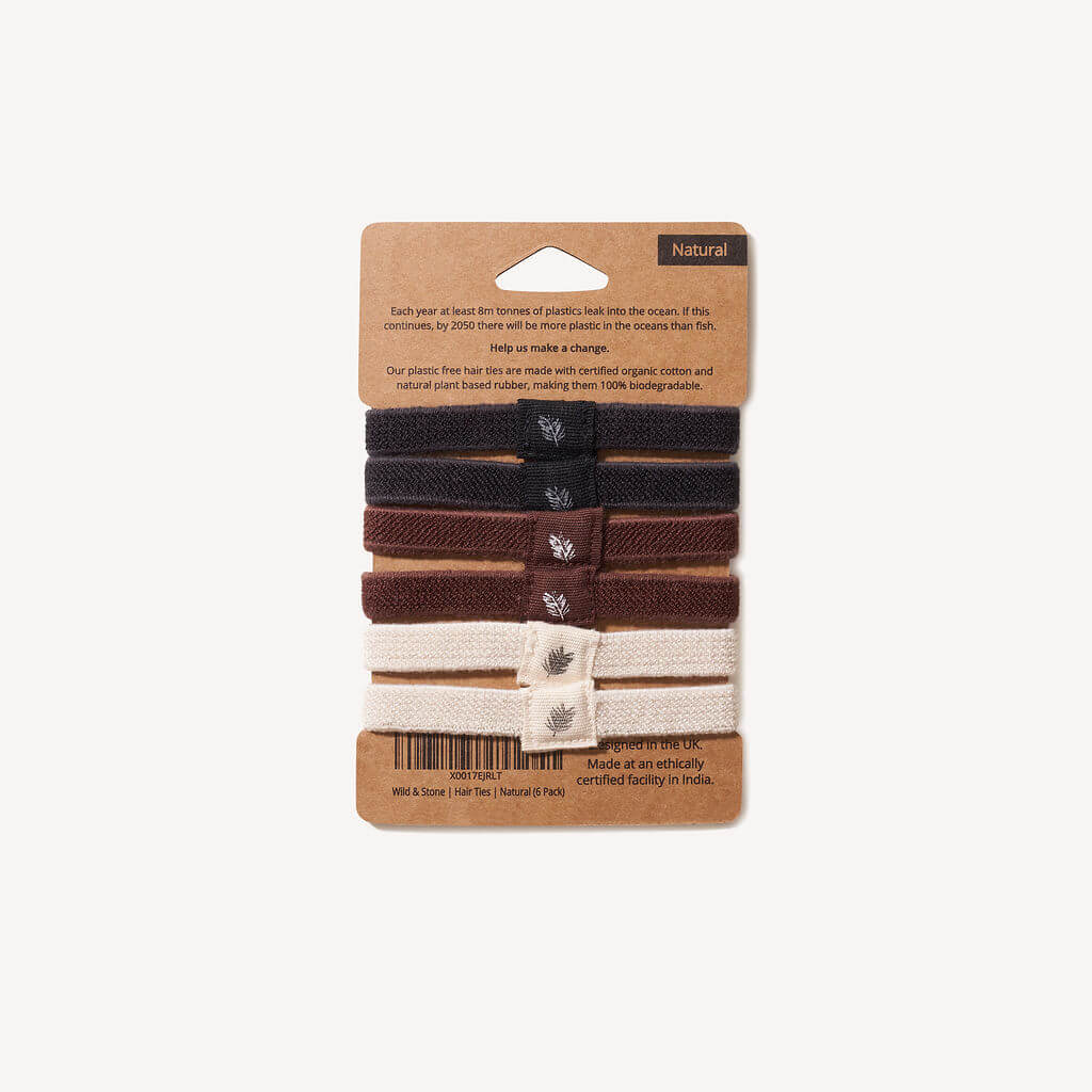Plastic Free Hair Ties 6 Pack Natural