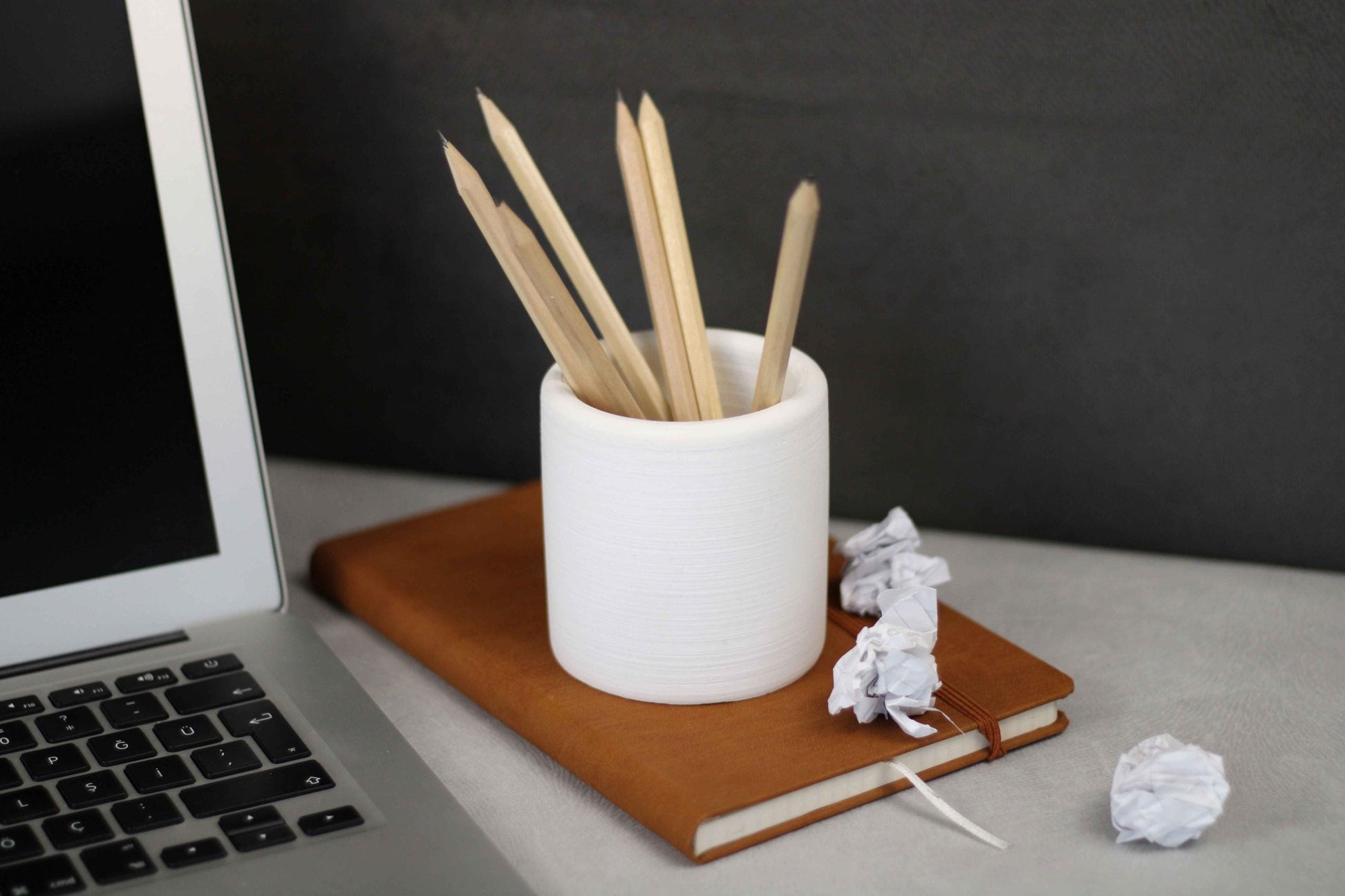 White Concrete Pen and Pencil Holder
